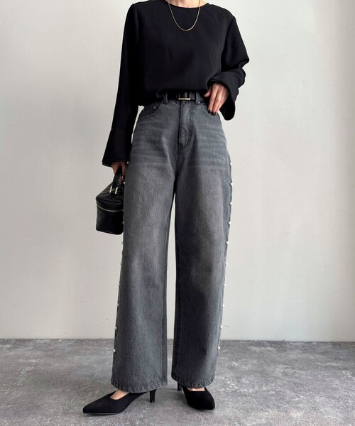 「fredy emue」 デニムパンツ 36 チャコールグレー レディース_画像3