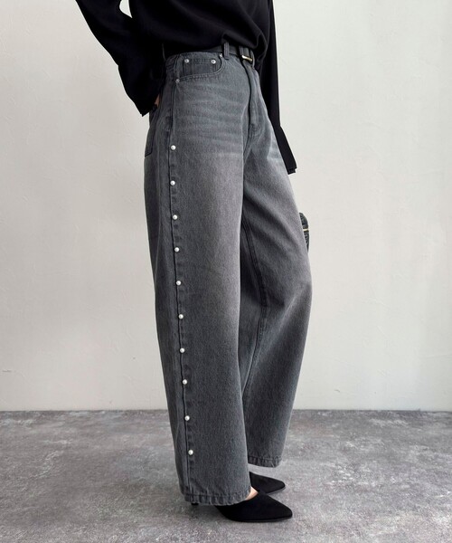 「fredy emue」 デニムパンツ 36 チャコールグレー レディース_画像5