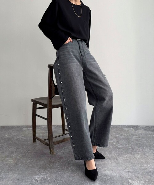 「fredy emue」 デニムパンツ 36 チャコールグレー レディース_画像8