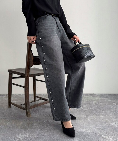 「fredy emue」 デニムパンツ 36 チャコールグレー レディース_画像9