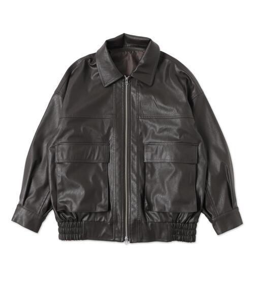 「WEGO」 レザーブルゾン MEDIUM ブラック レディース_画像2