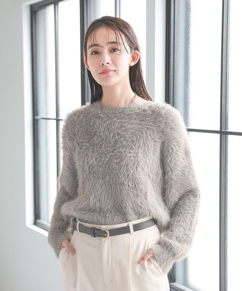 「GLOBAL WORK」 長袖ニット MEDIUM ネイビー レディース_画像6