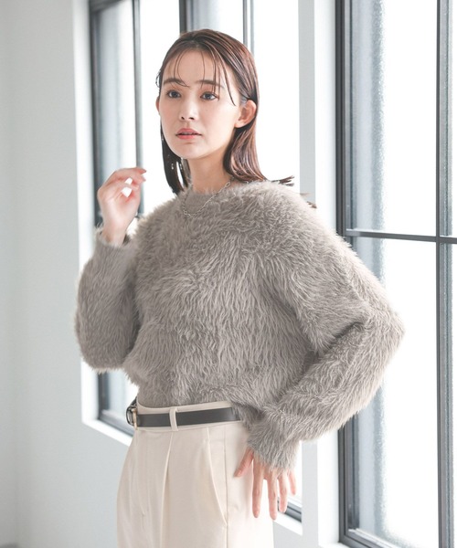 「GLOBAL WORK」 長袖ニット MEDIUM ネイビー レディース_画像7