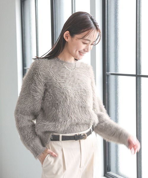 「GLOBAL WORK」 長袖ニット MEDIUM ネイビー レディース_画像8