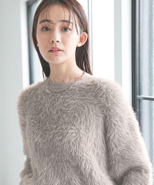 「GLOBAL WORK」 長袖ニット MEDIUM ネイビー レディース_画像9