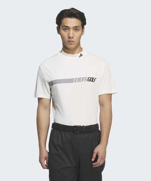 ✈ アディダス　adidas GOLF　ノースリーブ　ポロシャツ　L　白　ゴルフ adidas（アディダス） ポロシャツ モックネック 半袖ポロシャツ