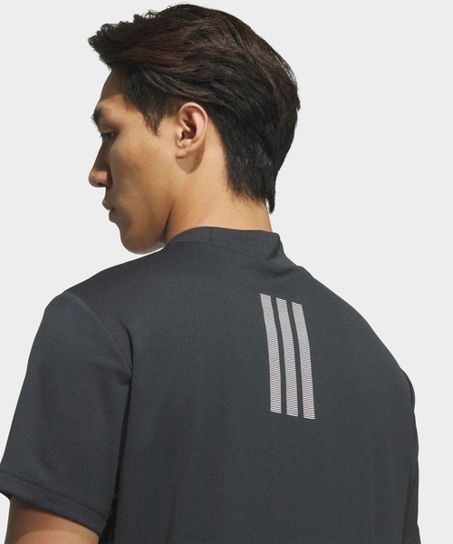 adidas ポロシャツ Ｌサイズ ダークグレー adidas（アディダス） ポロシャツ モックネック 半袖ポロシャツ