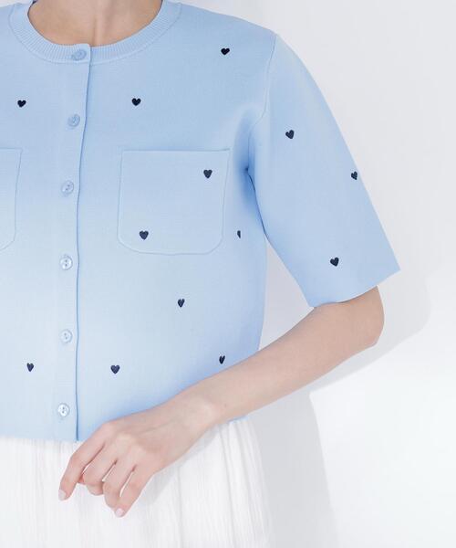 カーディガン 「Oggi.jp掲載」ハート刺繍ニットジャケット レディースの画像