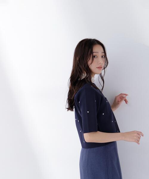 カーディガン 「Oggi.jp掲載」ハート刺繍ニットジャケット レディースの画像