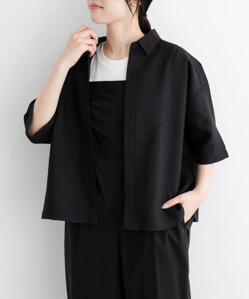 「FORK&SPOON」 半袖シャツ 1 ネイビー レディース_画像2