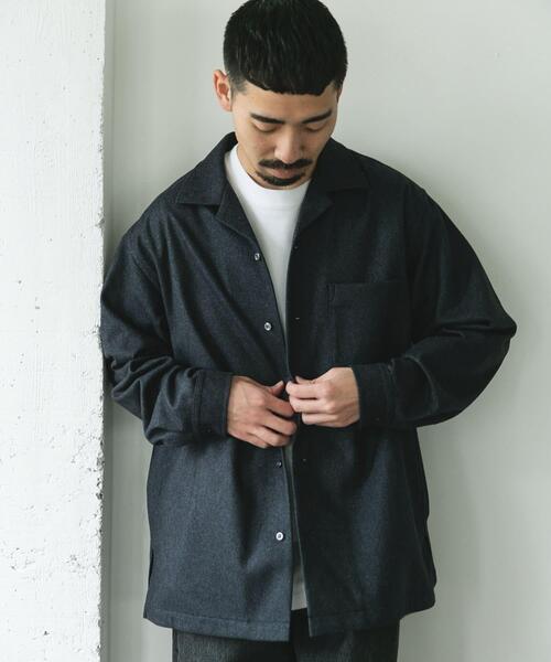 「URBAN RESEARCH DOORS」 長袖シャツ LARGE チャコールグレー メンズ_画像4