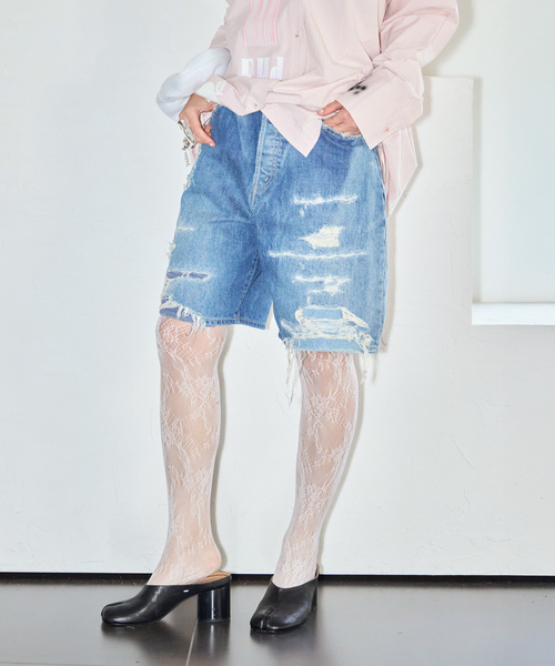 KURO ジーンズ デニム デニムパンツ STRUCTURE SHORT WASH002 964246