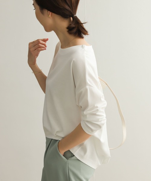 「URBAN RESEARCH DOORS」 7分袖カットソー MEDIUM ネイビー レディース_画像9
