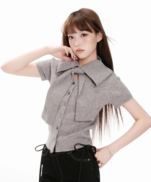 トップス andwang Statement Ribbon Knit Top ANDWANG ニット セーター Statement Ribbon Knit Top レディース