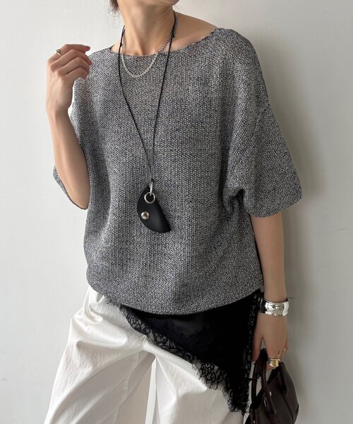 mina perhonen（ミナペルホネン） heinat 7分袖ニット 36 グリーン