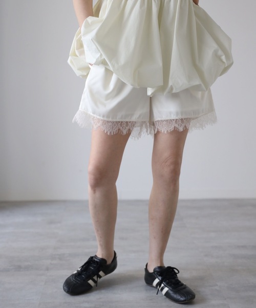 YENNA パンツ レース付サテンショートパンツ レディース : ZOZOTOWN