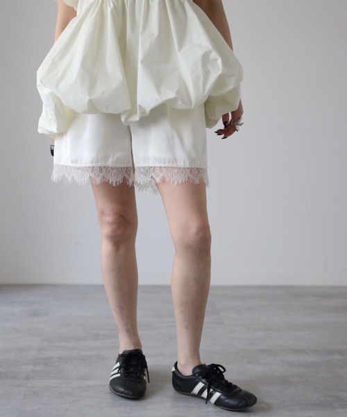 YENNA パンツ レース付サテンショートパンツ レディース : ZOZOTOWN