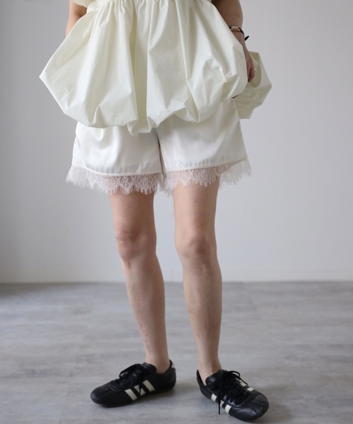 YENNA パンツ レース付サテンショートパンツ レディース : ZOZOTOWN