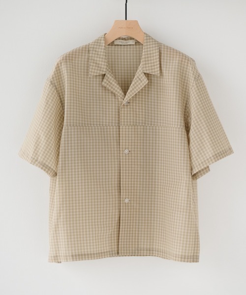 新品)PUBLIC TOKYO 半袖シャツ Size 2 ベージュ PUBLIC TOKYO（パブリックトウキョウ） シャツ 半袖 シアーショート