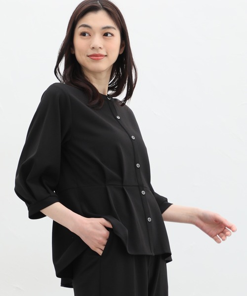「Honeys」 「GLACIER」7分袖ブラウス L ブラック レディース_画像3