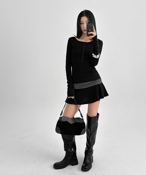 「BLACKUP」 長袖カットソー FREE ネイビー レディース_画像7
