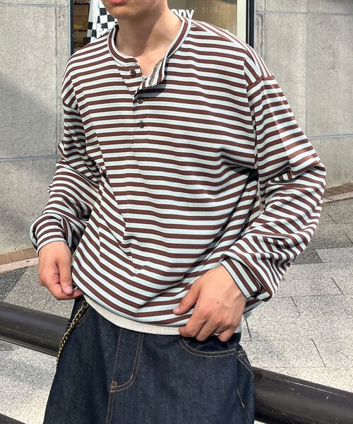 CIAOPANIC（チャオパニック） ヘンリーネック tシャツ ボーダー