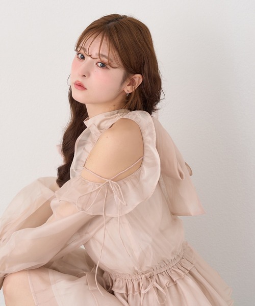 「one after another NICE CLAUP」 長袖ワンピース FREE ブラック レディース_画像5