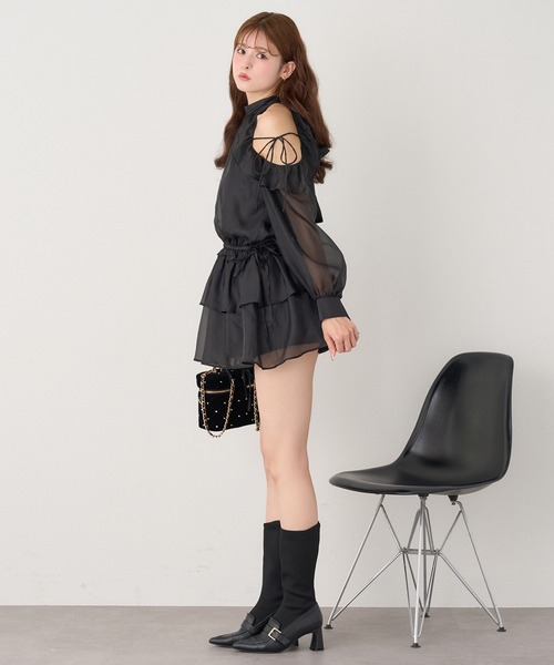 「one after another NICE CLAUP」 長袖ワンピース FREE ブラック レディース_画像8
