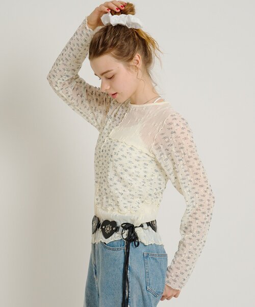 「w closet」 長袖カットソー FREE アイボリー レディース_画像3