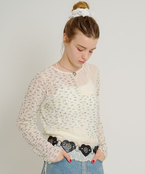 「w closet」 長袖カットソー FREE アイボリー レディース_画像5