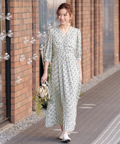 なアイテム ワンピース 通販 Paypayモール スピンドルワンピースドレスミモレ丈 七分袖結婚