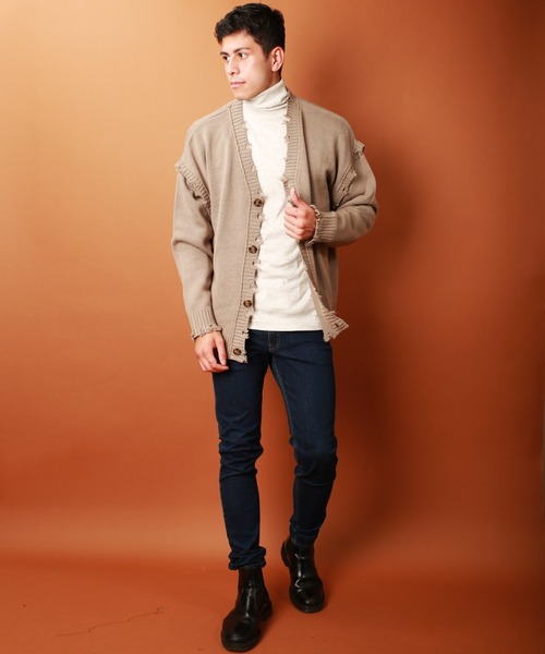 TUITACI カーディガン WESTSEA カーディガン ダメージ仕様 天竺 ビックサイズ V