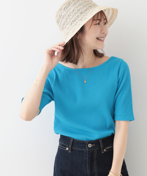 SLOBE IENA（スローブイエナ） tシャツ Tシャツ 針抜きリブ ボート