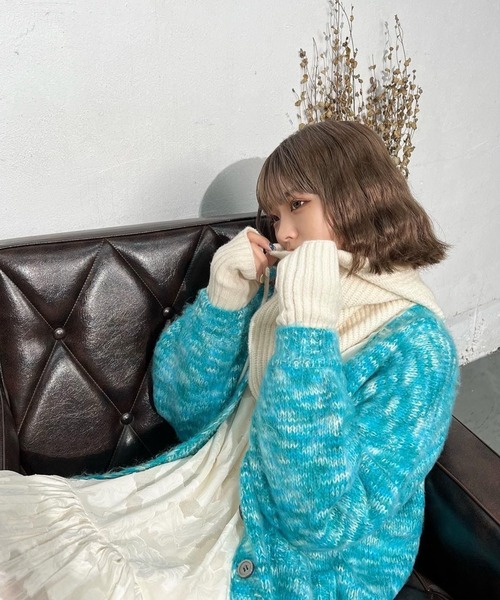 カーディガン グラデーションカラーモヘアライクカーデ レディース