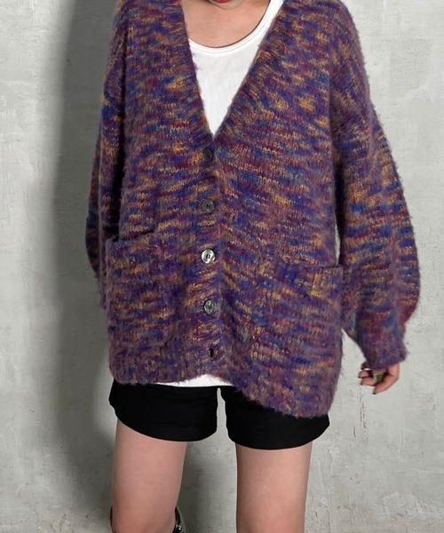 カーディガン グラデーションカラーモヘアライクカーデ レディース