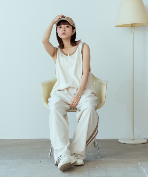 ROOP TOKYO パンツ TR リネン サイドライン イージーパンツ
