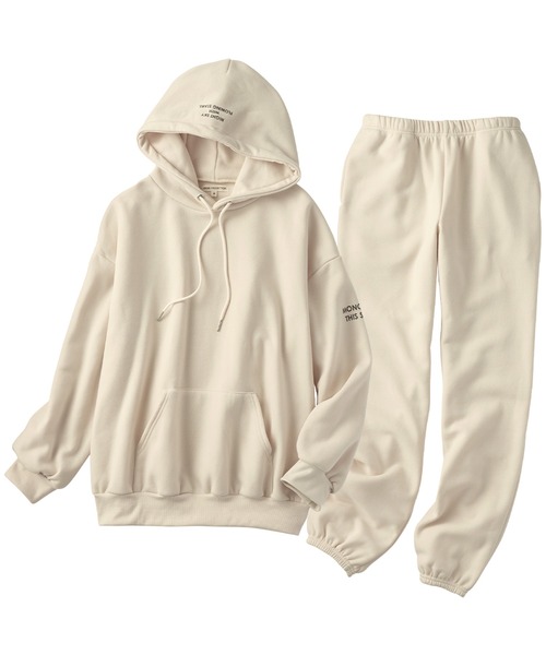 パジャマ ルームウェア 「裏起毛/上下セット」ゆるシルエットロゴ