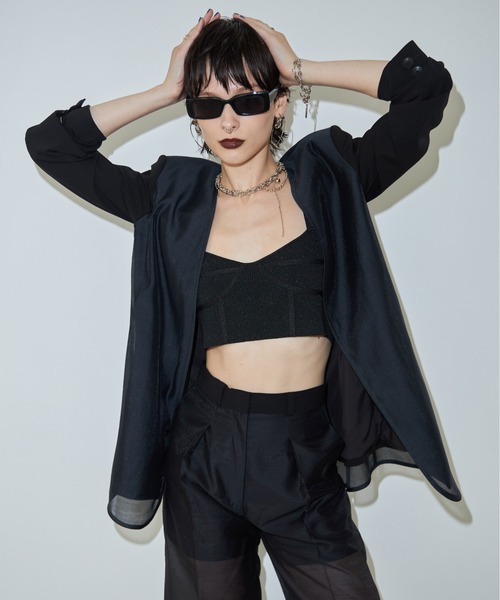 大きな取引 MOON JOSE ジャケット JACKET COMBI SHEER ノーカラージャケット ジャケット・アウター