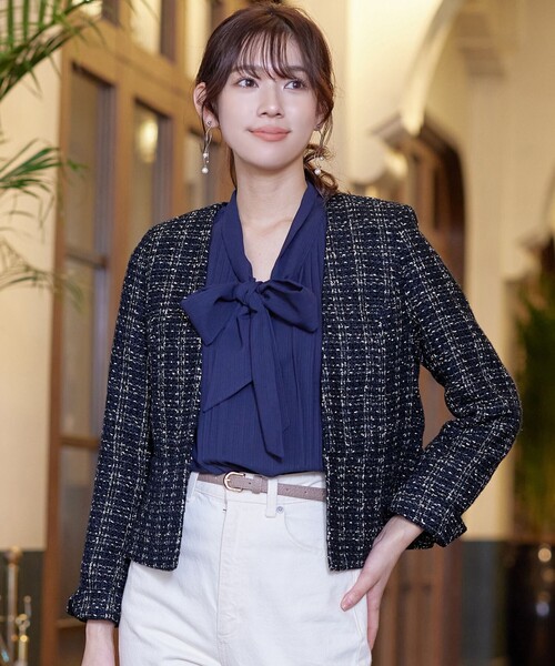 Kith ノーカラーチェックジャケット MIESROHE（ミースロエ）の「リサイクルノーカラーチェックジャケット