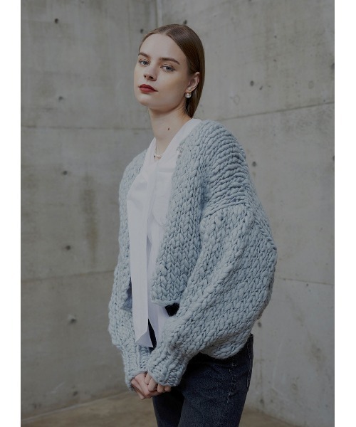 COEL」 ニットカーディガン FREE サックスブルー レディース  