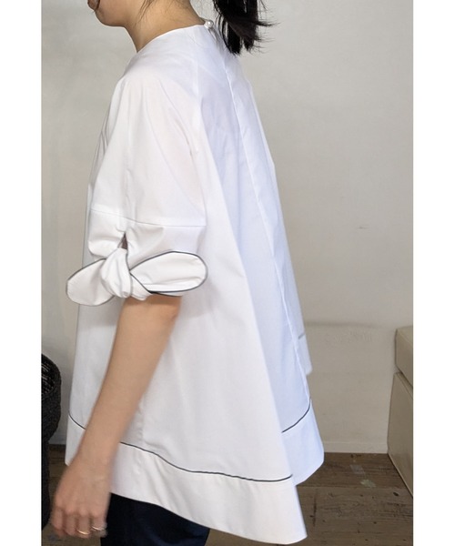 【美品】sono ソーノ フレア フリル ベルスリーブ コットン ブラウス Sono ブラウス シャツ ZOZO限定再販「SONO/ソーノ」リボンカフ