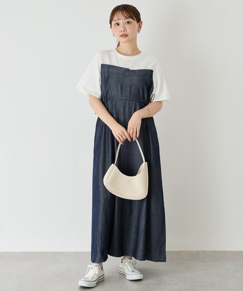 LAVEANGE ワンピース デニムライクビスチェ風ワンピース