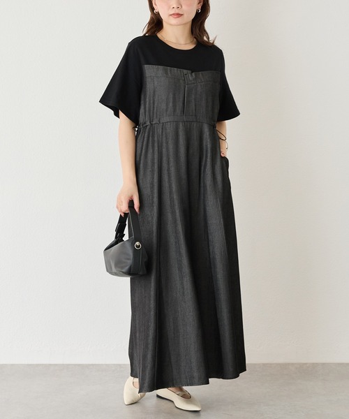 LAVEANGE ワンピース デニムライクビスチェ風ワンピース