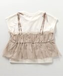 tシャツ ハート刺繍チュールドッキングトップス...の詳細画像2