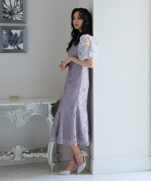 leja パーティードレス オケージョン お呼ばれ 結婚式 二次会 Leja パンツドレス 「LEJA」2WAYシアースリーブ花柄パンツドレス