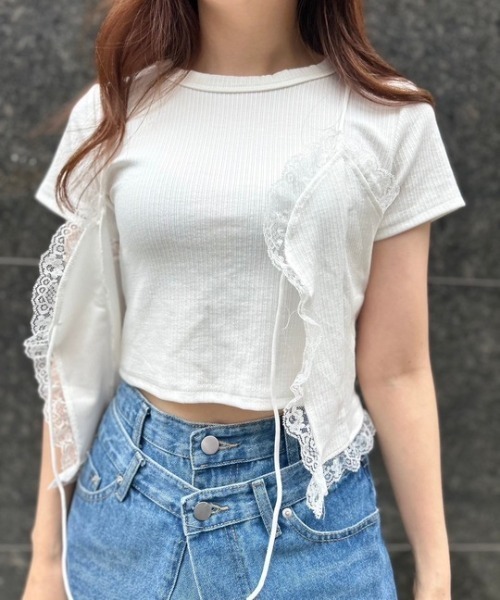 tシャツ ipugo/イプゴ レースキャミソールセット レディース ipugo tシャツ ipugo/イプゴ レースキャミソールセット