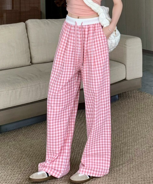 美品✨ネストローブ ワイドイージーパンツ ギンガムチェック