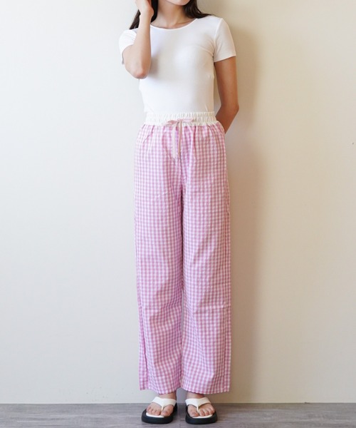 gossip!ロサンゼルス パンツ ギンガムチェック イージーワイド