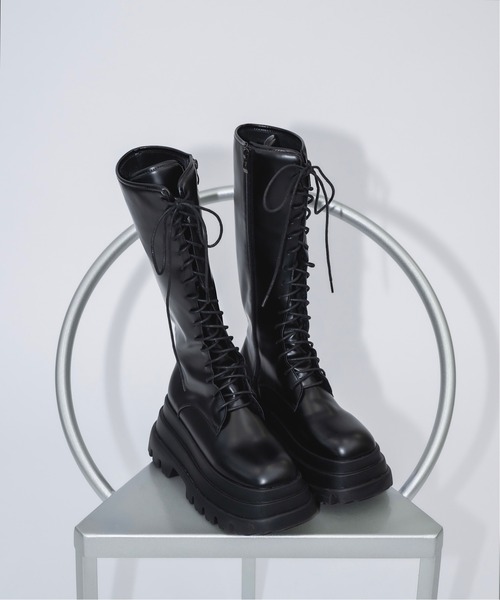 ロングブーツ 17HR（セブンティーンアワーズ） ブーツ 厚底レースアップロングブーツ