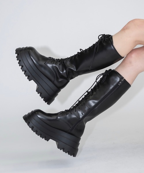 ロングブーツ 17HR（セブンティーンアワーズ） ブーツ 厚底レースアップロングブーツ